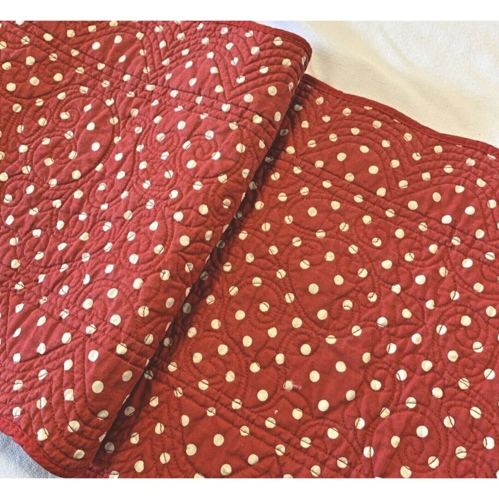 St. Nicholas Square Double Sided Red Ivy & Polka Dot Christmas Table Runner 50" - Picture 12 of 12